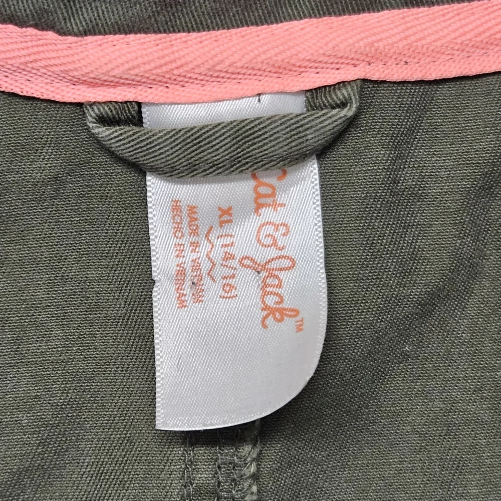 Cat & Jack Vest Snaps Pockets Green Pink Sz 14 16